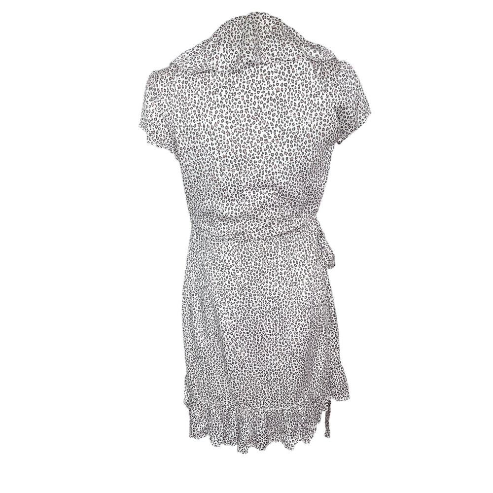 Amuse Society Leopard Print Ruffle Wrap Mini Dress Women Small black/white - Picture 3 of 10